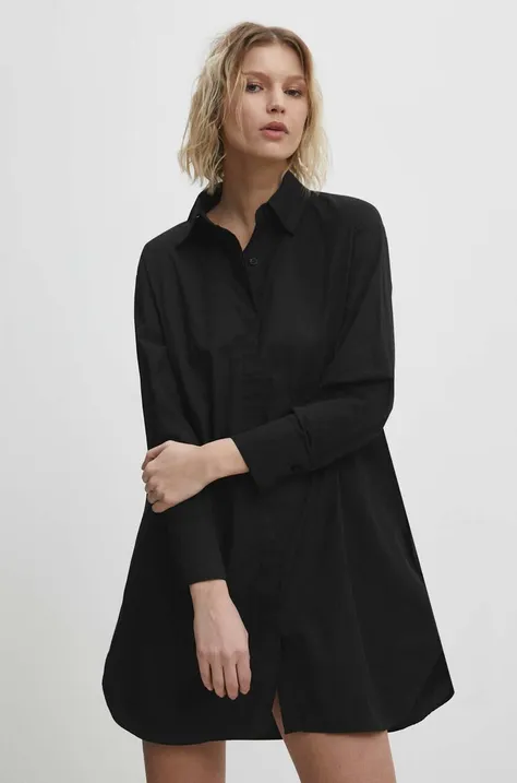 Бавовняна сукня Answear Lab колір чорний mini розкльошена