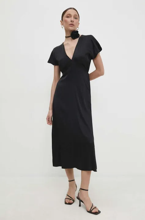 Answear Lab rochie culoarea negru, midi, evazati