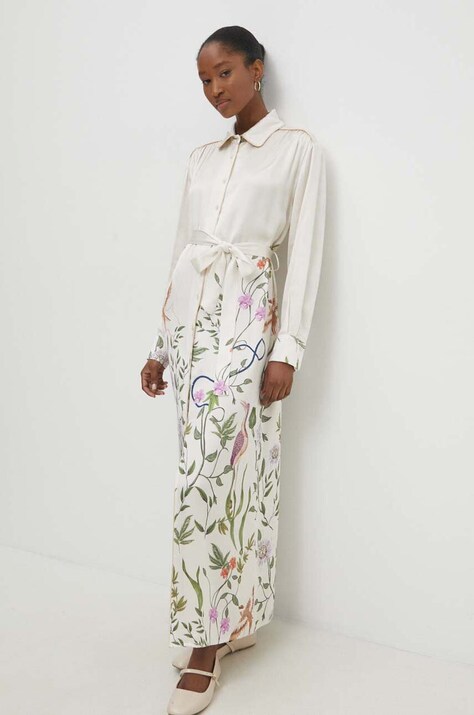 Answear Lab rochie culoarea bej, maxi, dreaptă