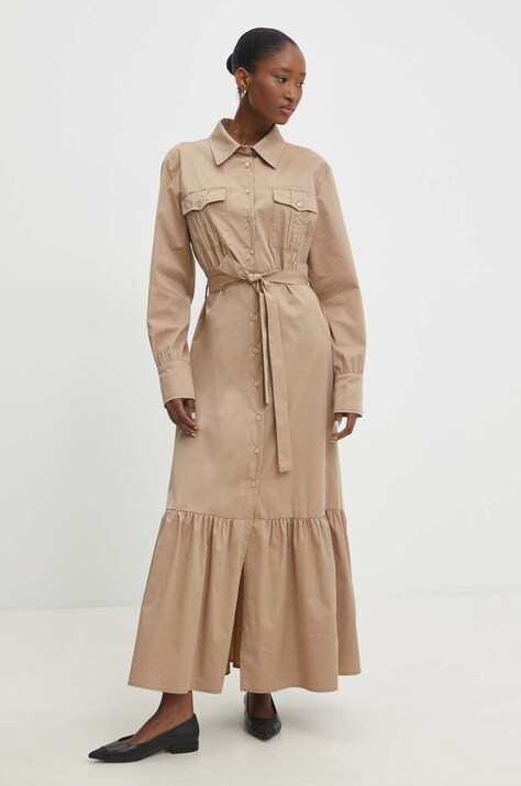 Answear Lab rochie culoarea maro, maxi, evazată