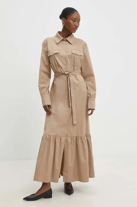 Платье Answear Lab цвет коричневый maxi расклешённая