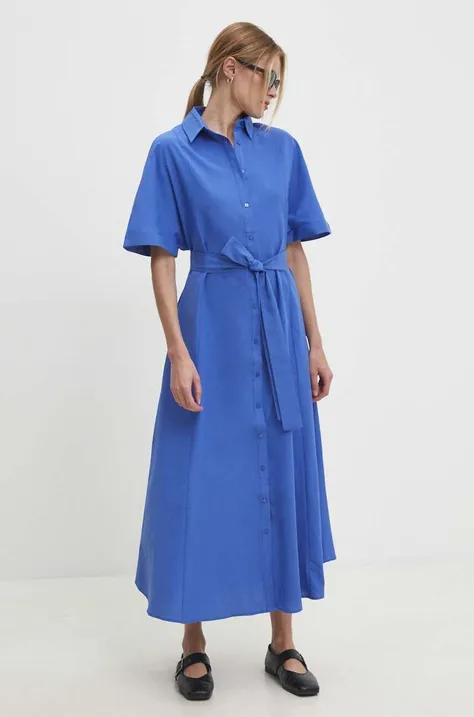 Платье Answear Lab цвет синий maxi расклешённая