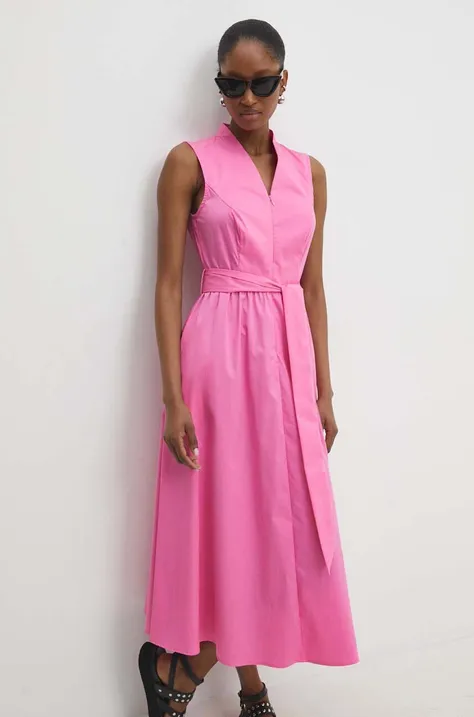 Платье Answear Lab цвет розовый midi расклешённая