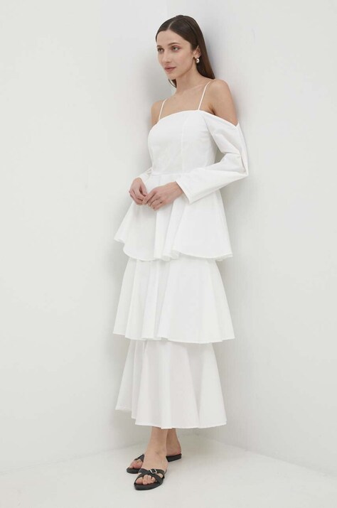 Answear Lab rochie culoarea alb, maxi, evazată