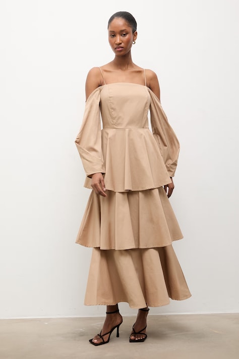 Answear.LAB ruha bézs, maxi, harang alakú