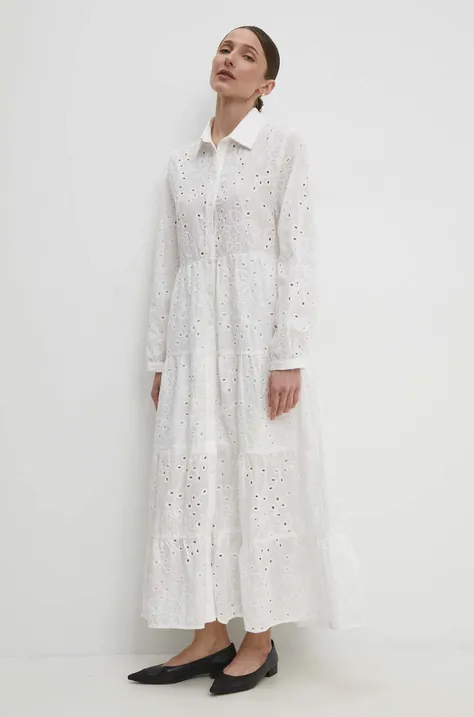 Бавовняна сукня Answear Lab колір білий maxi розкльошена