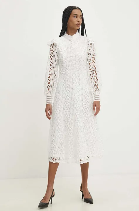 Сукня Answear Lab колір білий midi розкльошена