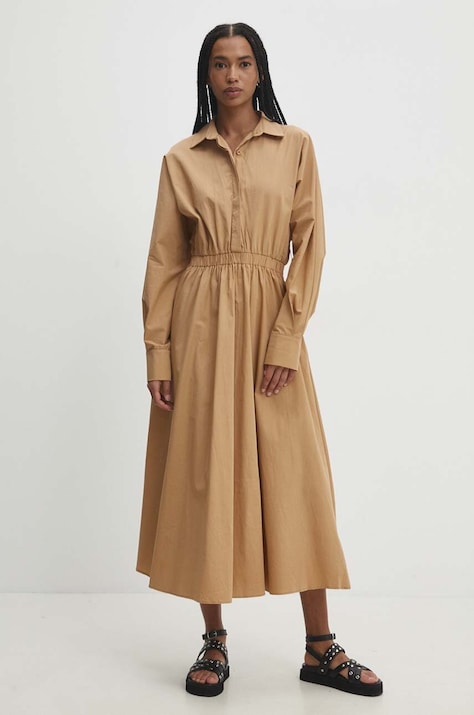 Answear Lab rochie din bumbac culoarea bej, maxi, evazată