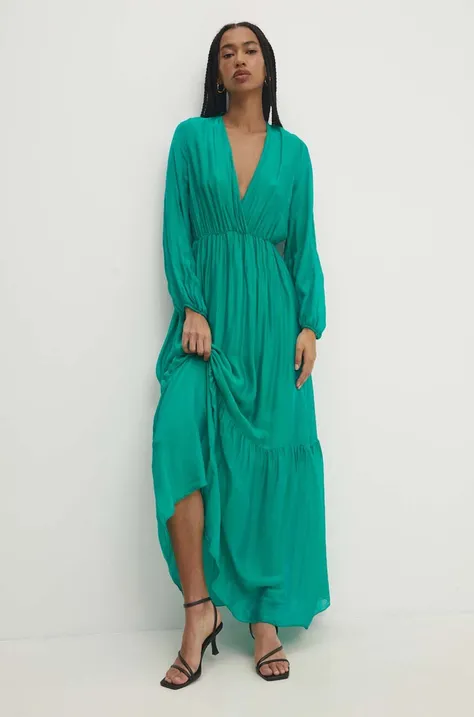 Šaty Answear Lab zelená farba, maxi, áčkový strih