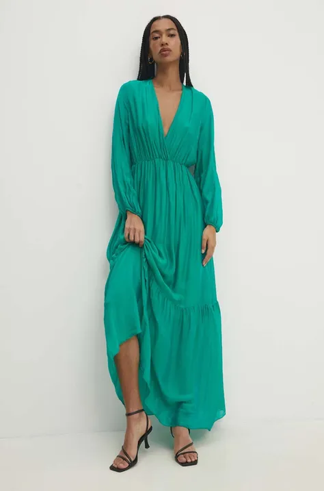 Answear Lab rochie culoarea verde, maxi, evazati