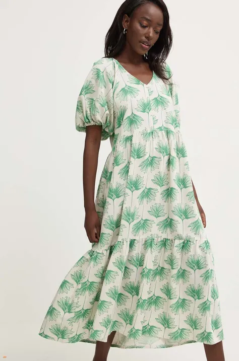 Answear Lab sukienka kolor zielony midi rozkloszowana