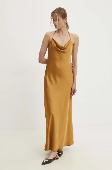 Answear Lab sukienka kolor złoty maxi prosta