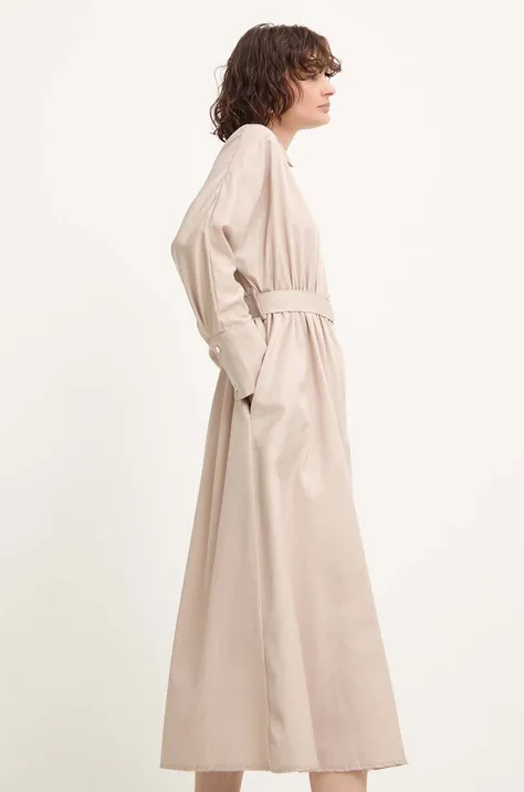 Bavlnené šaty Answear Lab béžová farba, midi, áčkový strih