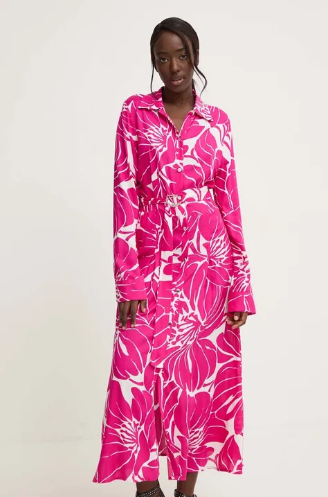 Šaty Answear Lab ružová farba, midi, áčkový strih