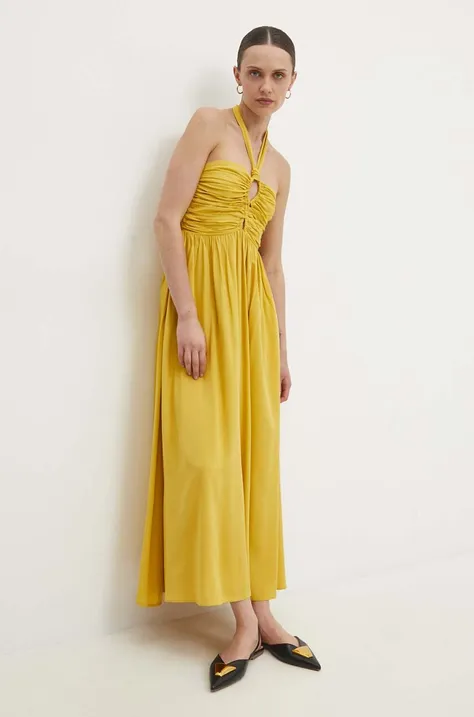 Answear Lab sukienka kolor żółty midi rozkloszowana