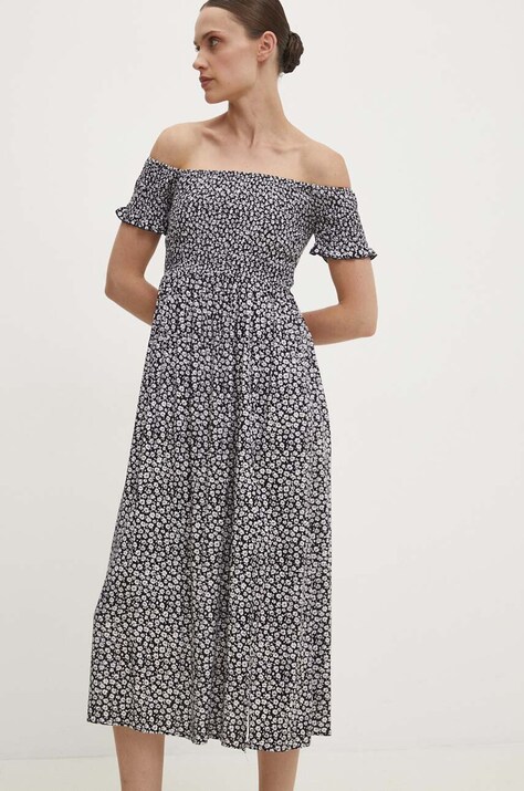 Šaty Answear.LAB čierna farba, midi, áčkový strih