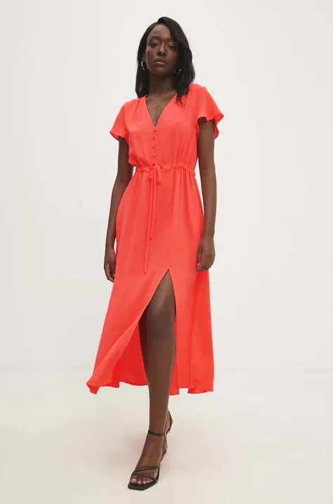 Šaty Answear Lab oranžová farba, midi, rovný strih