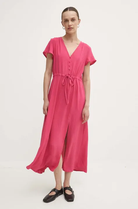 Answear Lab sukienka kolor różowy midi prosta
