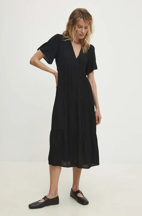 Платье Answear Lab цвет чёрный midi расклешённая