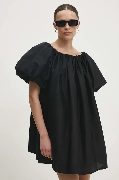 Answear Lab pamut ruha fekete, mini, harang alakú