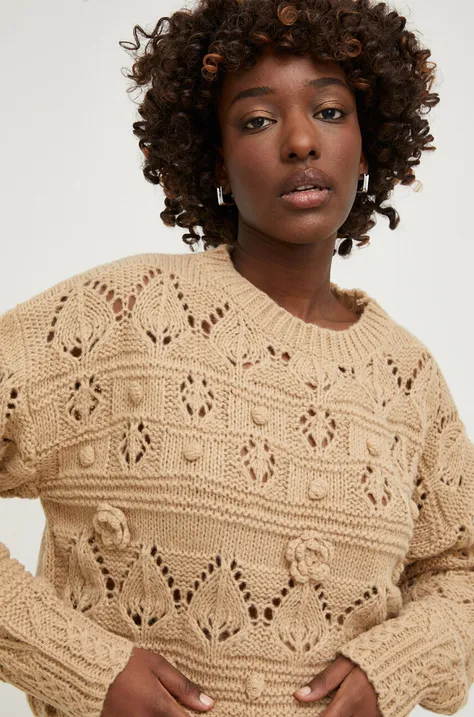 Answear Lab sweter damski kolor beżowy lekki