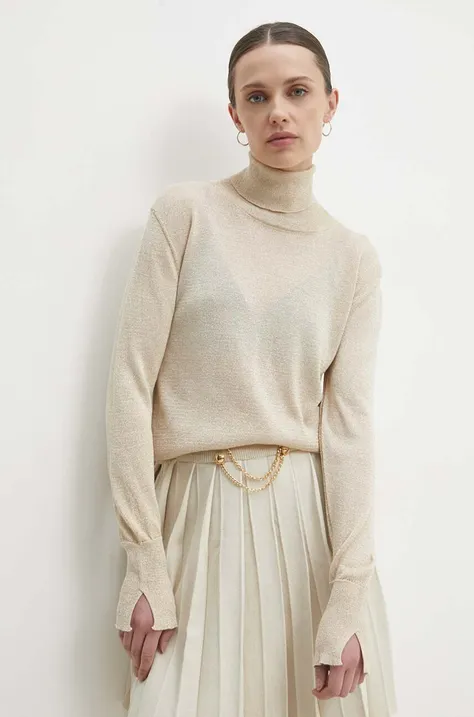 Answear Lab pulóver könnyű, női, sárga, garbónyakú