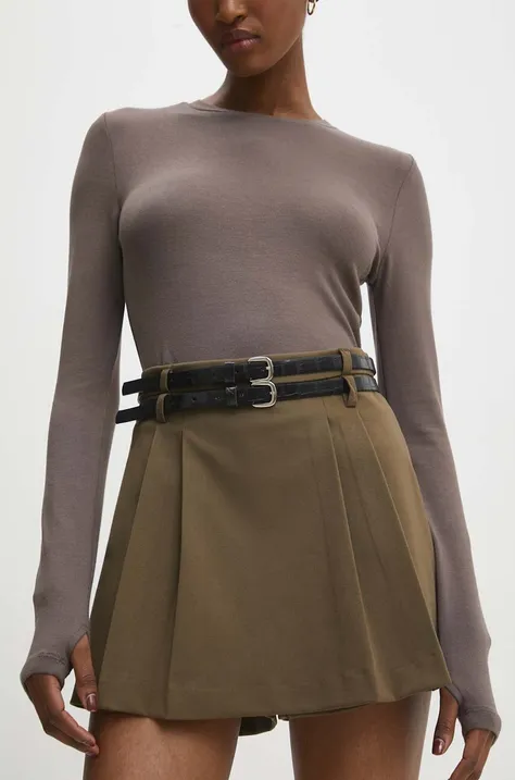 Sukňo-šortky Answear Lab zelená farba, jednofarebné, vysoký pás