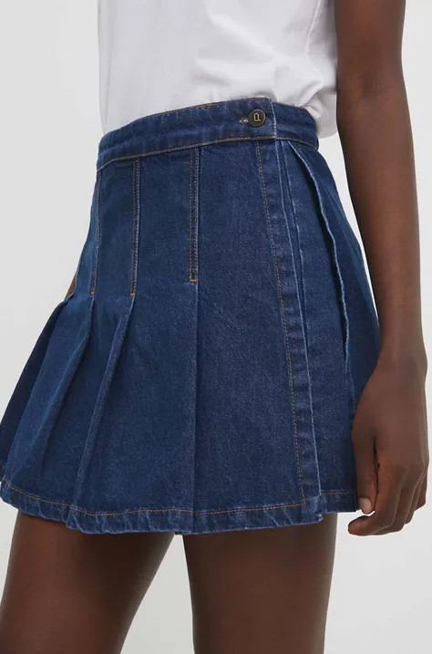 Džínová kalhotová sukně Answear Lab high waist