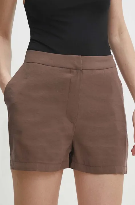 Kratke hlače Answear Lab za žene, boja: smeđa, bez uzorka, visoki struk