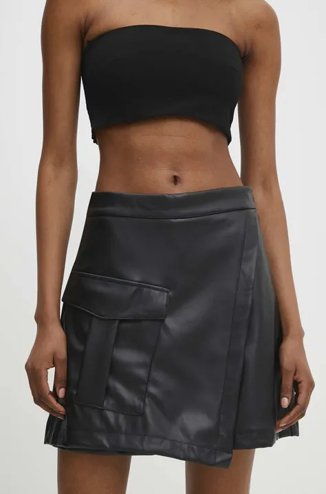 Sukňo-šortky Answear Lab čierna farba, jednofarebné, vysoký pás