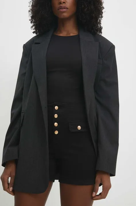 Джинсові шорти Answear Lab жіночі колір чорний однотонні висока посадка