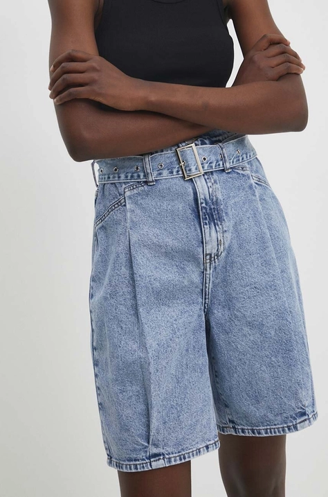 Answear Lab pantaloni scurti jeans femei, neted, high waist