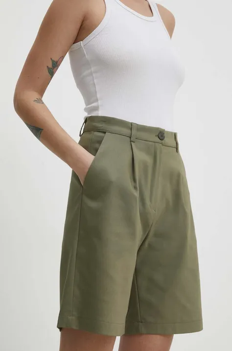 Answear Lab pantaloni scurti femei, culoarea verde, neted, high waist