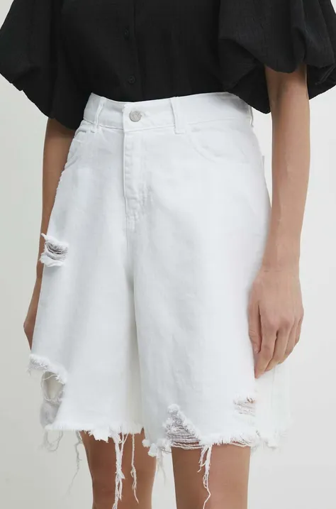 Jeans kratke hlače Answear Lab ženski, bela barva