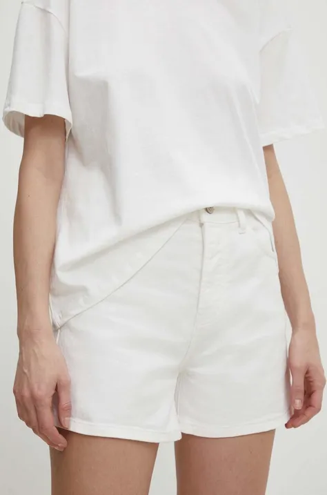 Джинсовые шорты Answear Lab женские цвет белый однотонные высокая посадка