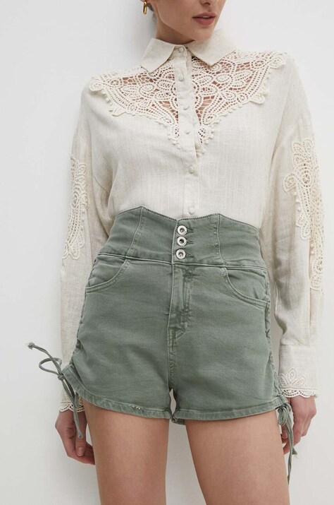 Джинсові шорти Answear.LAB жіночі колір зелений однотонні висока посадка