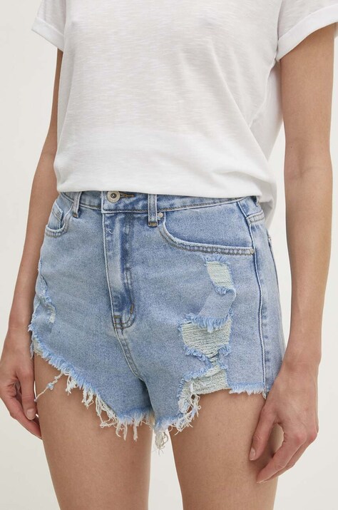 Answear Lab pantaloni scurti jeans femei, neted, high waist