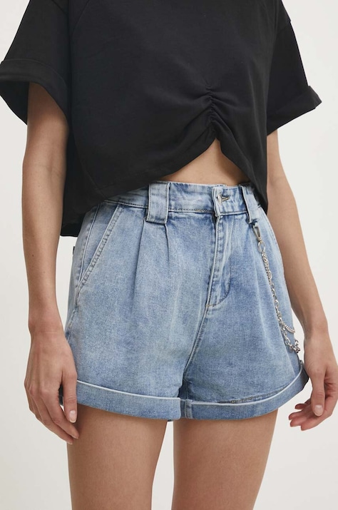 Džínové šortky Answear.LAB dámské, hladké, high waist