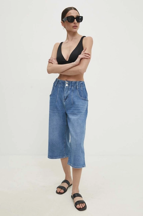 Answear Lab pantaloni scurti jeans femei, neted, high waist