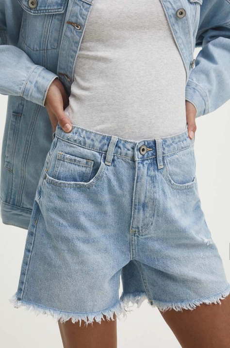 Answear Lab pantaloni scurti jeans femei, neted, high waist