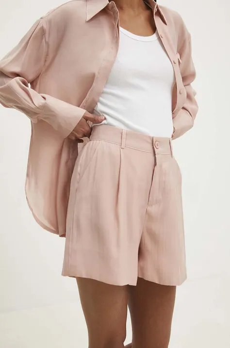 Kratke hlače Answear Lab za žene, boja: ružičasta, bez uzorka, visoki struk