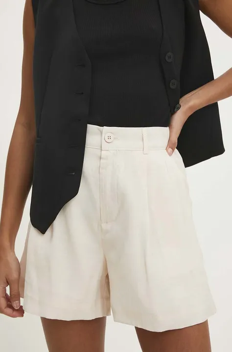Kratke hlače Answear Lab za žene, boja: bež, bez uzorka, visoki struk