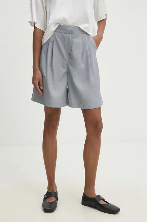 Kratke hlače Answear Lab za žene, boja: siva, bez uzorka, visoki struk