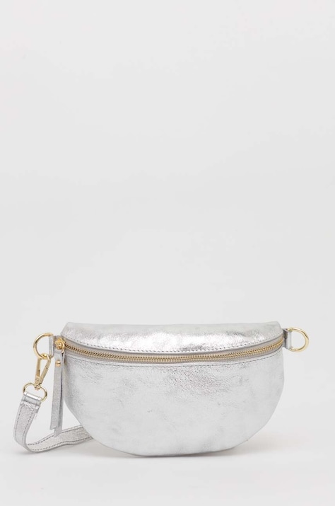 Answear Lab borseta de piele culoarea argintiu