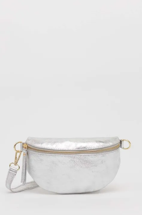 Kožna torbica oko struka Answear Lab boja: srebrna