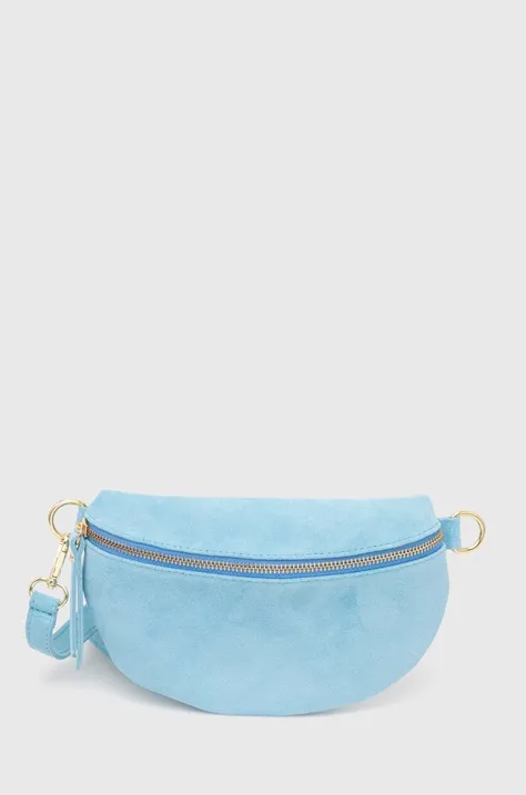 Велурена чанта за кръст Answear Lab в синьо