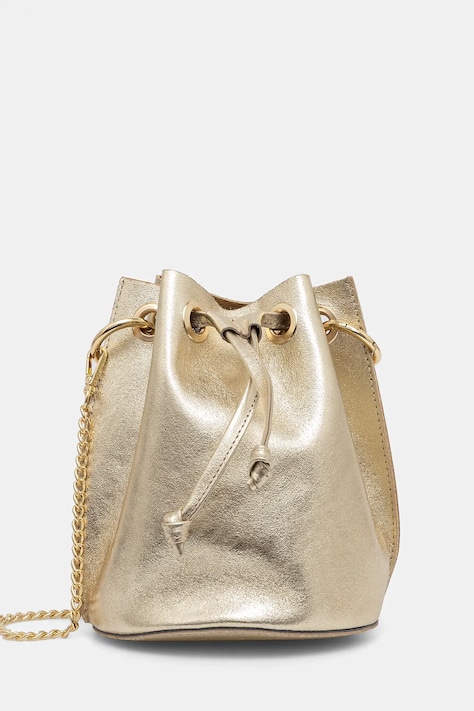 Answear Lab poseta de piele culoarea auriu