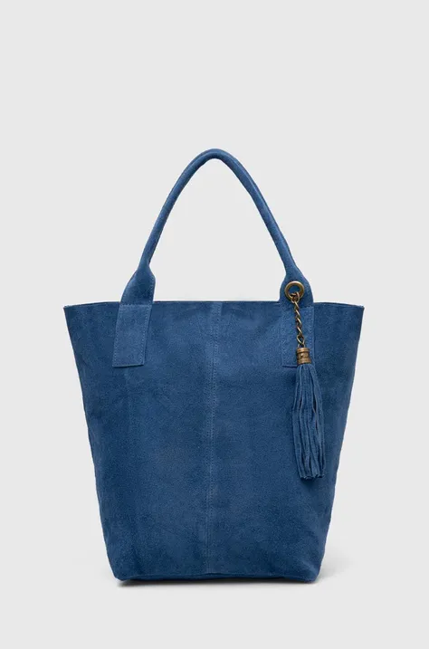 Велурена чанта Answear Lab в синьо
