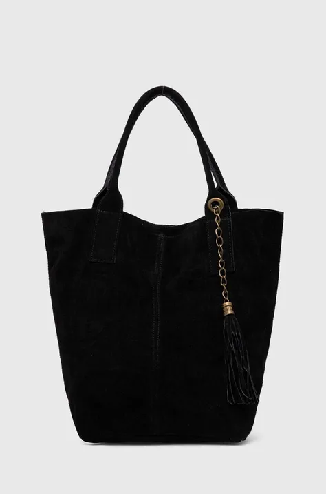 Τσάντα σουέτ Answear Lab χρώμα: μαύρο