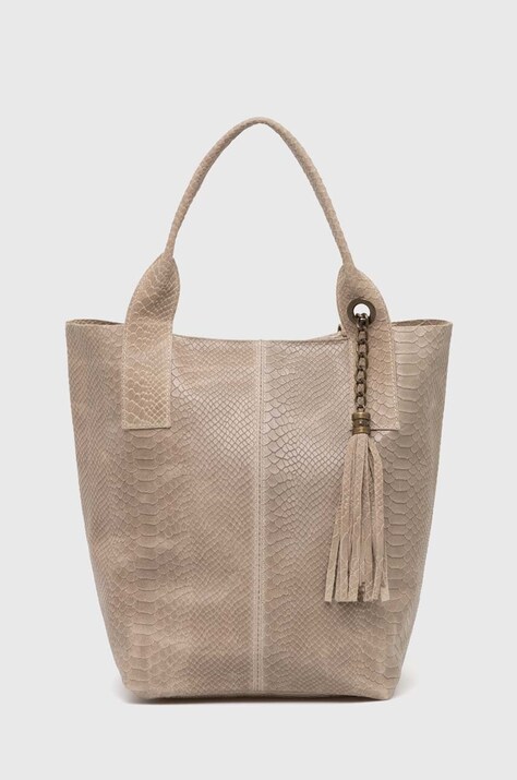 Answear Lab poseta de piele culoarea bej